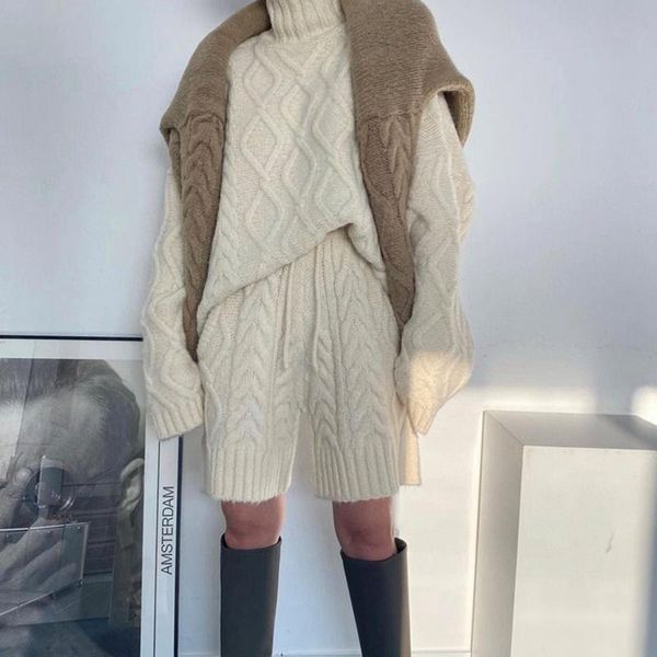 women's tracksuits women casual sweater sets long sleeve turtleneck loose & high waist shorts lady winter solid knitted outfits, Gray
women's tracksuits women casual sweater sets long sleeve turtleneck loose & high waist shorts lady winter solid knitted outfits, Gray