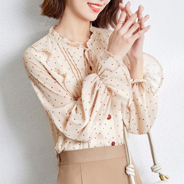 women's blouses & shirts 2021 spring french elegant shirt fashion temperament long sleeve polka dot sweet chiffon, White
women's blouses & shirts 2021 spring french elegant shirt fashion temperament long sleeve polka dot sweet chiffon, White