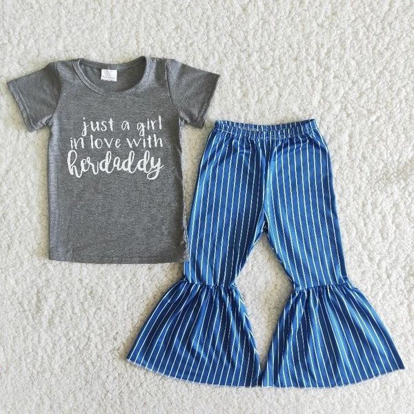 clothing sets wholesale children boutique clothes baby set just a girl in love her daddy gray shirt blue striped bell-bottomed pants outfit, White
clothing sets wholesale children boutique clothes baby set just a girl in love her daddy gray shirt blue striped bell-bottomed pants outfit, White
