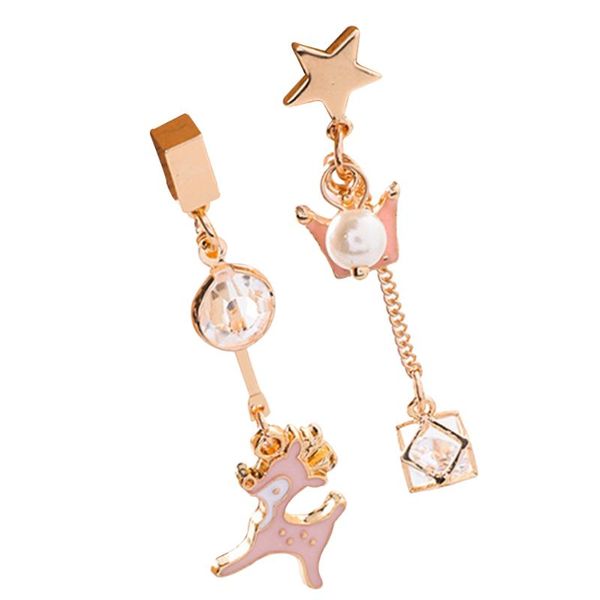 1pair korean lovely cartoon style dangle earrings asymmetric deer crown rhinestone pendientes fashion for women & chandelier, Silver
1pair korean lovely cartoon style dangle earrings asymmetric deer crown rhinestone pendientes fashion for women & chandelier, Silver