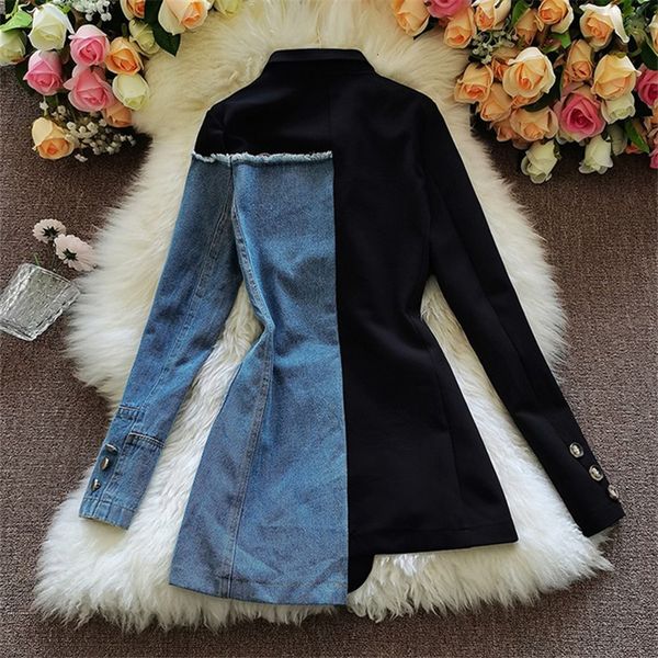 women's suits & blazers female blazer with a lapel, black jacket slices, asymmetry, female fashion, loose, ttau, White;black
women's suits & blazers female blazer with a lapel, black jacket slices, asymmetry, female fashion, loose, ttau, White;black