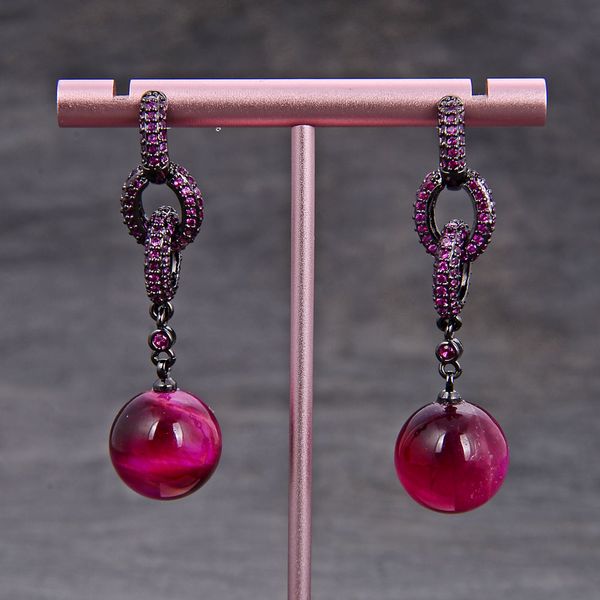 guaiguai jewelry round red tiger's eye fuchsia cz pave ring stud earrings for women real gems stone lady fashion jewellry, Silver
guaiguai jewelry round red tiger's eye fuchsia cz pave ring stud earrings for women real gems stone lady fashion jewellry, Silver