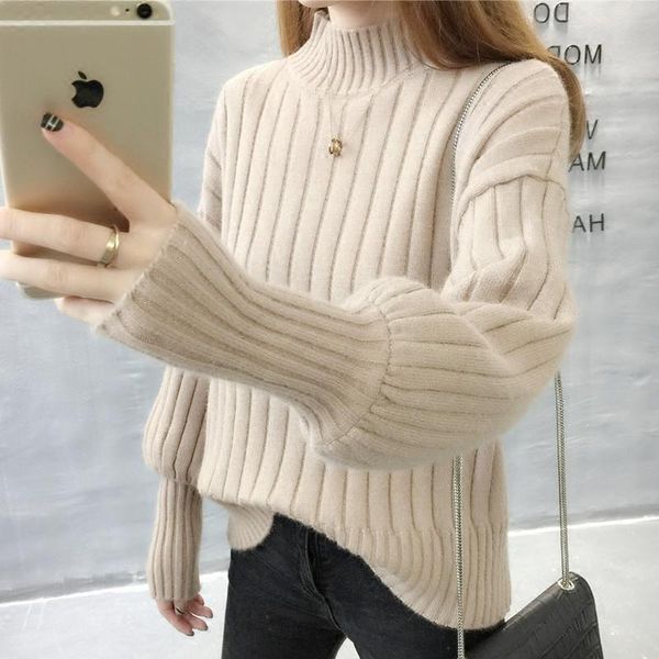 women's sweaters 2021 half high collar sweater, thickening, autumn and winter korean version, loose fitting knitted jersey, women., White;black
women's sweaters 2021 half high collar sweater, thickening, autumn and winter korean version, loose fitting knitted jersey, women., White;black