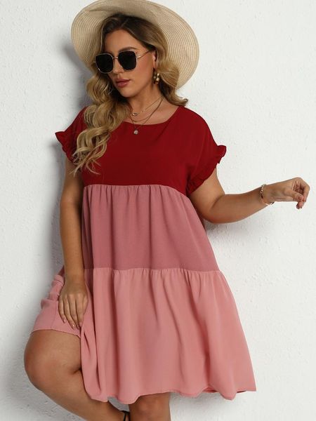 plus size dresses woman summer 2021 fashion o neck short sleeve contrast multicolor elegant dress mini beach, Black
plus size dresses woman summer 2021 fashion o neck short sleeve contrast multicolor elegant dress mini beach, Black