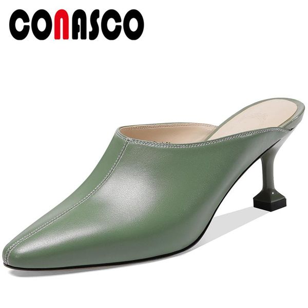 sandals conasco 2021 spring summer women cow leather slippers fashion elegant casual solid color thin heel slip-on shoes woman, Black
sandals conasco 2021 spring summer women cow leather slippers fashion elegant casual solid color thin heel slip-on shoes woman, Black