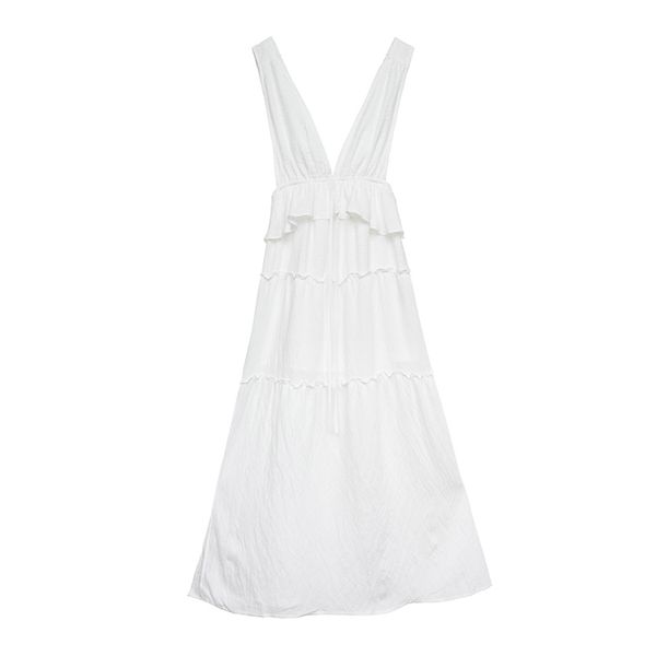 white deep v neck sleeveless tank ruffle backless solid maxi long dress summer beach vocation d0575 210514, Black;gray
white deep v neck sleeveless tank ruffle backless solid maxi long dress summer beach vocation d0575 210514, Black;gray
