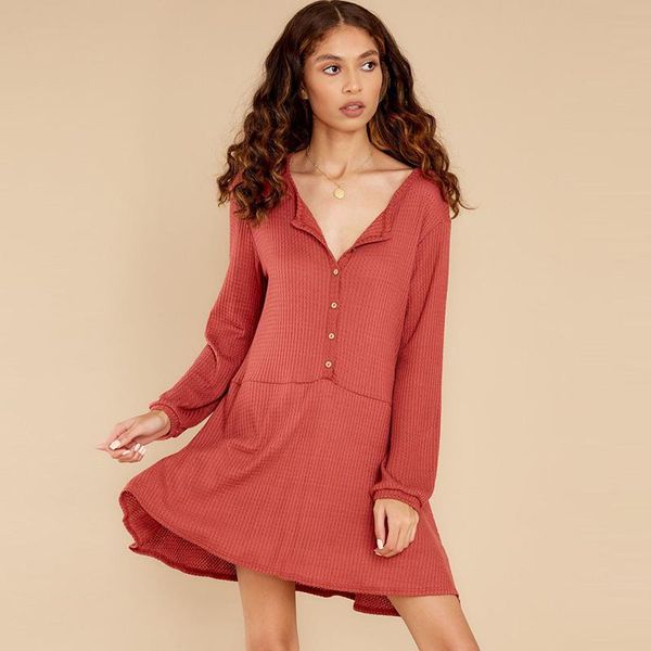casual dresses women loose mini dress fashion long sleeve buttons solid color party clubwear for ladies female autumn spring, Black;gray
casual dresses women loose mini dress fashion long sleeve buttons solid color party clubwear for ladies female autumn spring, Black;gray
