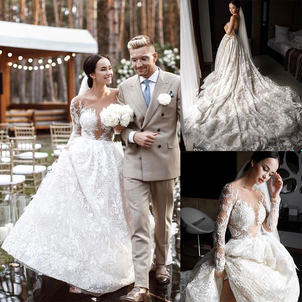 elegant a line wedding dresses v-neck full-sleeve illusion bodice race applique wedding gown backless sweep train vestidos de novia, White
elegant a line wedding dresses v-neck full-sleeve illusion bodice race applique wedding gown backless sweep train vestidos de novia, White