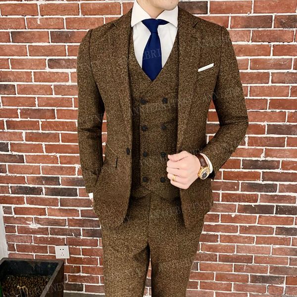 men's suits & blazers 2021 est dark brown tweed suit men 3 pieces slim fit green vintage groom wedding tuxedo blazer vest with pants se, White;black
men's suits & blazers 2021 est dark brown tweed suit men 3 pieces slim fit green vintage groom wedding tuxedo blazer vest with pants se, White;black