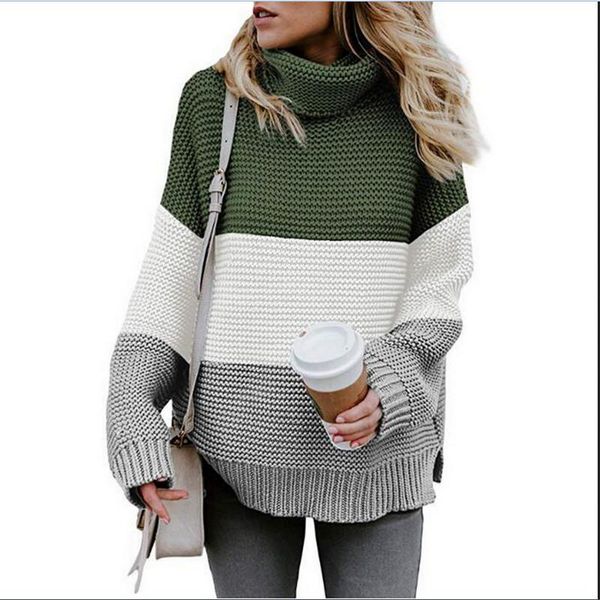 women's sweaters 2021 autumn winter warm womens elegant striped print high neck long sleeve casual loose batwing, White;black
women's sweaters 2021 autumn winter warm womens elegant striped print high neck long sleeve casual loose batwing, White;black
