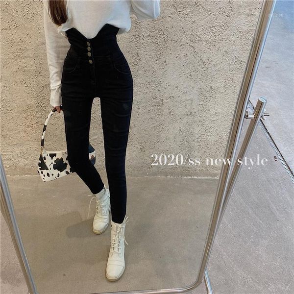 jeans women's autumn/winter black ultra-high waist tight elastic straight pants style hugging thin slim-fit, Blue
jeans women's autumn/winter black ultra-high waist tight elastic straight pants style hugging thin slim-fit, Blue