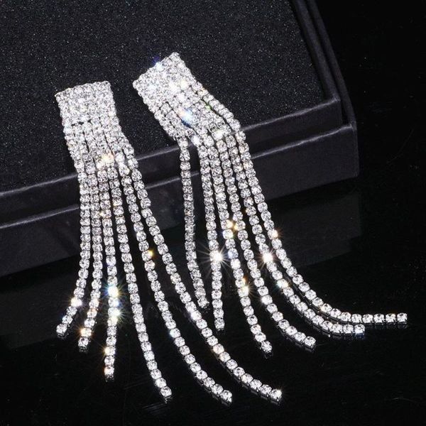 fashion rhinestone crystal long tassel earrings bridal pendant women's wedding accessories dangle & chandelier, Silver
fashion rhinestone crystal long tassel earrings bridal pendant women's wedding accessories dangle & chandelier, Silver