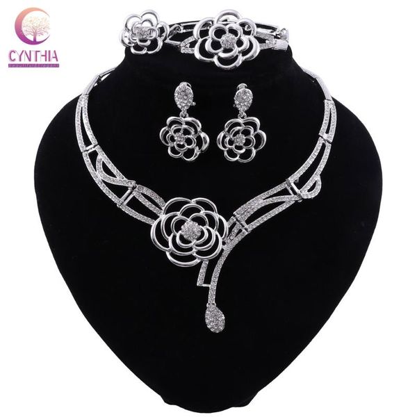 earrings & necklace cynthia dubai classic crystal for women african charm bridal wedding party bracelet ring fashion jewelry set, Silver
earrings & necklace cynthia dubai classic crystal for women african charm bridal wedding party bracelet ring fashion jewelry set, Silver