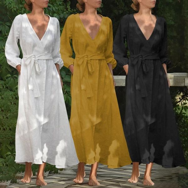 women's holiday dress celmia long sleeve v neck elegant maxi dresses female belted robe casual solid color party vestidos 7, Black;gray
women's holiday dress celmia long sleeve v neck elegant maxi dresses female belted robe casual solid color party vestidos 7, Black;gray