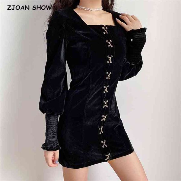 square collar long sleeve velvet women mini dress ladies center hook buttons package hips velour party dresses 210429, Black;gray
square collar long sleeve velvet women mini dress ladies center hook buttons package hips velour party dresses 210429, Black;gray