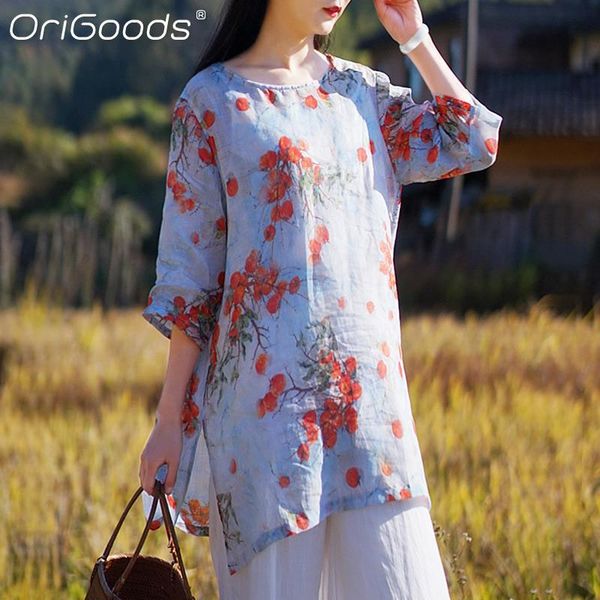 women's blouses & shirts origoods summer 2021 print long blouse women chinese style ramie printed thin cool elegant kawaii e032, White
women's blouses & shirts origoods summer 2021 print long blouse women chinese style ramie printed thin cool elegant kawaii e032, White
