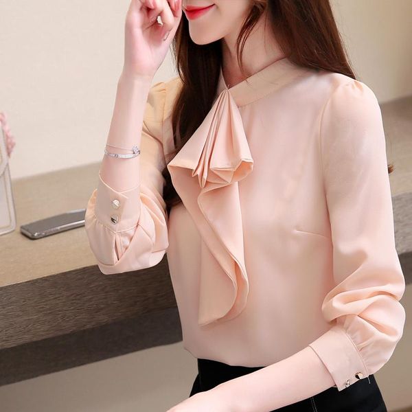 women's blouses & shirts chiffon shirt korean fashion clothing 2021 ruffle slim long sleeve women 219e, White
women's blouses & shirts chiffon shirt korean fashion clothing 2021 ruffle slim long sleeve women 219e, White