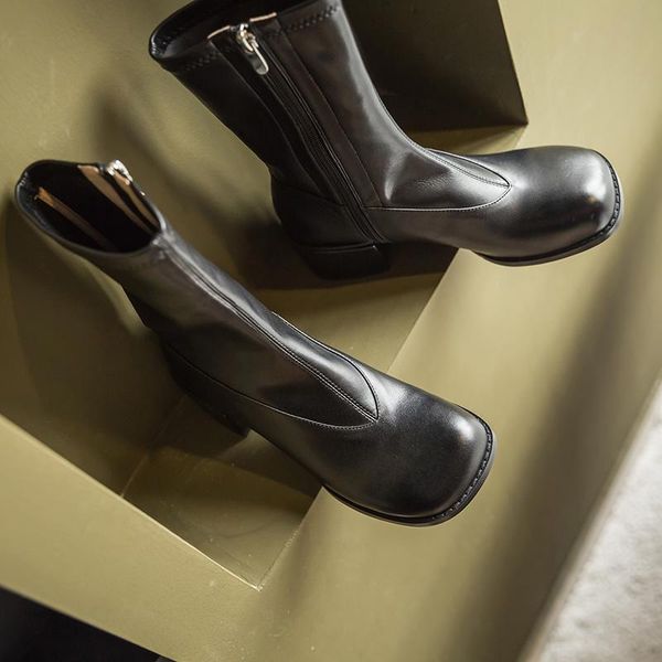 boots women winter autumn platforms square heel ankle cow leather motorcycle lady ladies shoes, Black
boots women winter autumn platforms square heel ankle cow leather motorcycle lady ladies shoes, Black