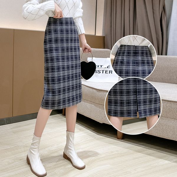 skirts 2021 autumn / winter plaid wool a-line skirt medium length fabric back split high waist hip wrap skirt, Black
skirts 2021 autumn / winter plaid wool a-line skirt medium length fabric back split high waist hip wrap skirt, Black