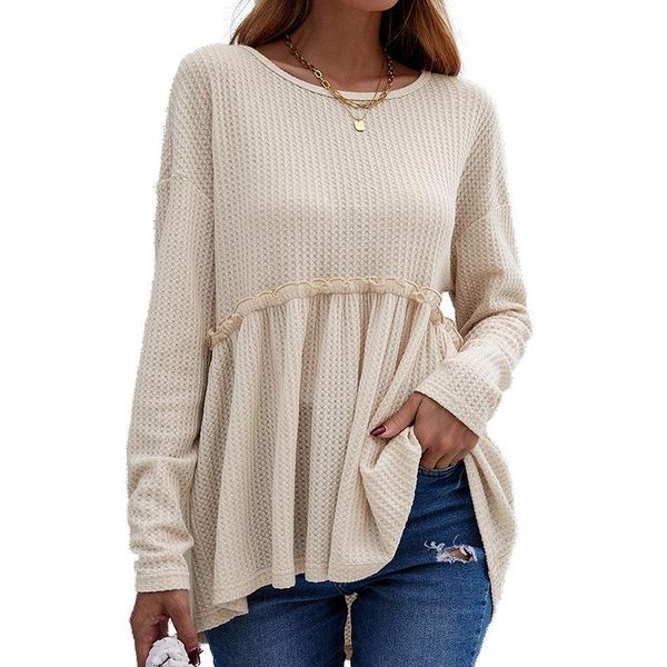 women's t-shirt o- neck long sleeve flared shirt flowy loose fit casual tunic, White
women's t-shirt o- neck long sleeve flared shirt flowy loose fit casual tunic, White