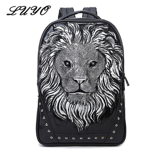 backpack 2021 fashion 3d lion pu leather large capacity travel computer lapblack designer cool female schoolbag male sack
backpack 2021 fashion 3d lion pu leather large capacity travel computer lapblack designer cool female schoolbag male sack