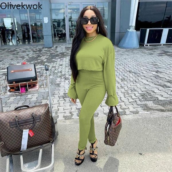 women's two piece pants olivekwok 2021 autumn woman sets fashion o-neck solid casual flare sleeve two-piece suits, White
women's two piece pants olivekwok 2021 autumn woman sets fashion o-neck solid casual flare sleeve two-piece suits, White