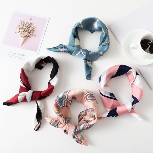 scarves small square scarf silk ins female korean flight attendant professional decoration retro cute headscarf, Blue;gray
scarves small square scarf silk ins female korean flight attendant professional decoration retro cute headscarf, Blue;gray