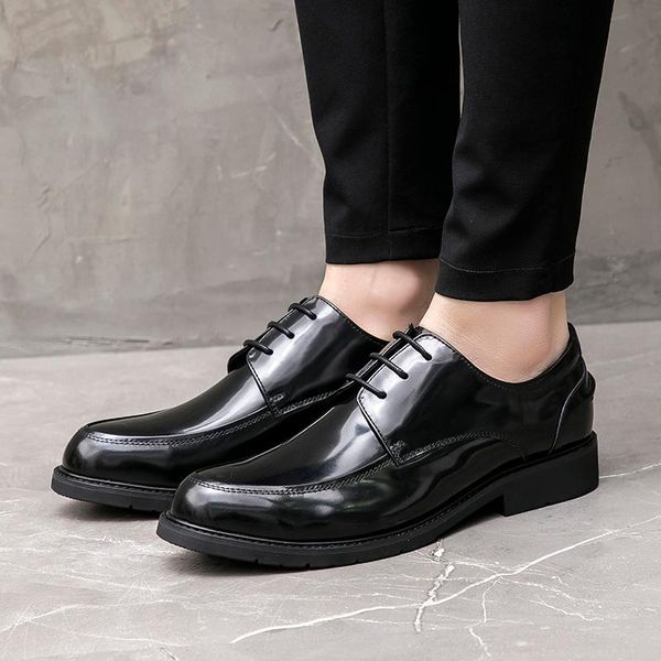 dress shoes classic round toe derby man business patent leather male formal office oxfords men's handmade daily flats js373, Black
dress shoes classic round toe derby man business patent leather male formal office oxfords men's handmade daily flats js373, Black