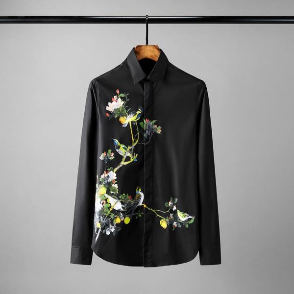 men's casual shirts mens 100% cotton long sleeve flower and bird digital printing man fashion slim fit male shrit, White;black
men's casual shirts mens 100% cotton long sleeve flower and bird digital printing man fashion slim fit male shrit, White;black