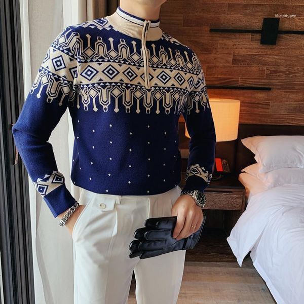men's sweaters male streetwear retro knitwear sweater slim fit vintage pattern stand collar business casual pullover sweater1, White;black
men's sweaters male streetwear retro knitwear sweater slim fit vintage pattern stand collar business casual pullover sweater1, White;black