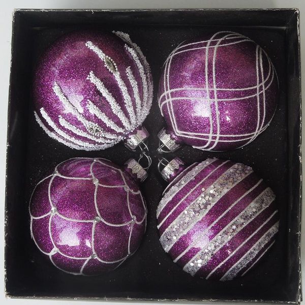 christmas decorations 4pcs/pack diameter=8cm small size purple series glass ball pendant home decoration tree hanging globe
christmas decorations 4pcs/pack diameter=8cm small size purple series glass ball pendant home decoration tree hanging globe