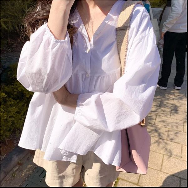 autumn long sleeve janpan women shirt korean kawaii cute vestidos single breasted v neck elegant mujer casual femme, White
autumn long sleeve janpan women shirt korean kawaii cute vestidos single breasted v neck elegant mujer casual femme, White