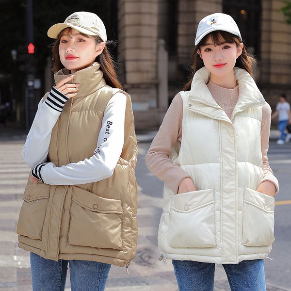 2021 down cotton women's short korean loose autumn and winter waistcoat bread et, Black;white
2021 down cotton women's short korean loose autumn and winter waistcoat bread et, Black;white