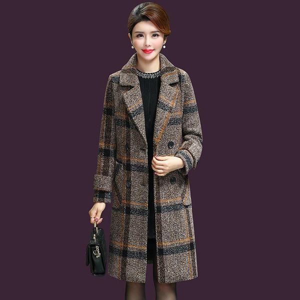 women's wool & blends fnoce 2021 spring woman coats fashion trends elegant eye catching streetwear plaid print slim thickened over, Black
women's wool & blends fnoce 2021 spring woman coats fashion trends elegant eye catching streetwear plaid print slim thickened over, Black