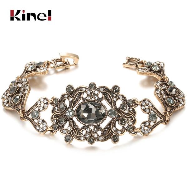 kinel luxury gray crystal ethnic bridal bracelet for women antique gold boho beach party hollow flowers vintage jewelry link, chain, Black
kinel luxury gray crystal ethnic bridal bracelet for women antique gold boho beach party hollow flowers vintage jewelry link, chain, Black