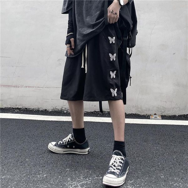 men's shorts summer trend ins hip-hop butterfly print personality wide leg straight casual men, White;black
men's shorts summer trend ins hip-hop butterfly print personality wide leg straight casual men, White;black