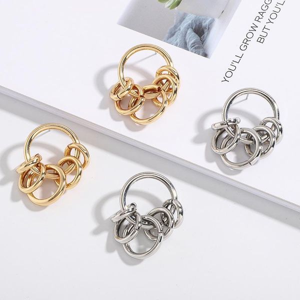 stud european and american cold wind earrings female personality small circle design sense french retro temperament e, Golden;silver
stud european and american cold wind earrings female personality small circle design sense french retro temperament e, Golden;silver