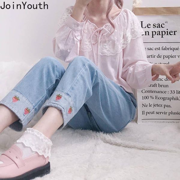 joinyouth embroidery strawberry high waist jean korean fashion loose straight pants streetwear casual wild trousers 7b450 women's jeans, Blue
joinyouth embroidery strawberry high waist jean korean fashion loose straight pants streetwear casual wild trousers 7b450 women's jeans, Blue