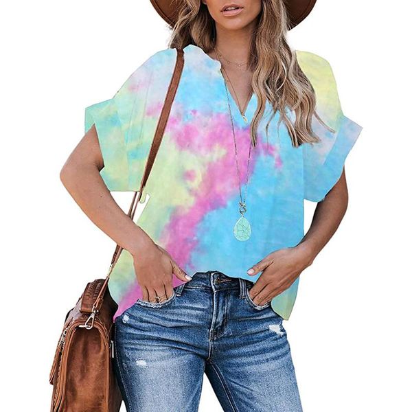 women's t-shirt summer t shirts fashion womens short sleeve ladies deep v- neck tie-dye gradual change ropa de mujer 2021 femme, White
women's t-shirt summer t shirts fashion womens short sleeve ladies deep v- neck tie-dye gradual change ropa de mujer 2021 femme, White