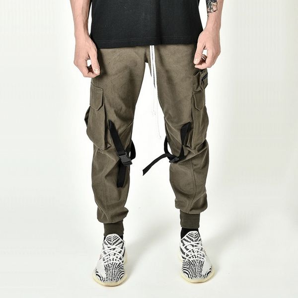 men fashion drawstring multi pockets straps ankle tied cargo pants long trousers, Black
men fashion drawstring multi pockets straps ankle tied cargo pants long trousers, Black