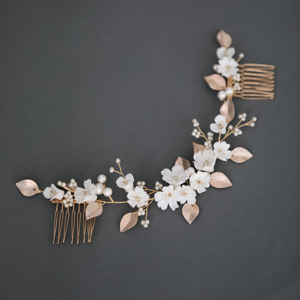 floralbride handmade ins style ceram flower leaf crystal bridal hair comb chain wedding headdress hair accessory women jewelry w0104, White;golden
floralbride handmade ins style ceram flower leaf crystal bridal hair comb chain wedding headdress hair accessory women jewelry w0104, White;golden