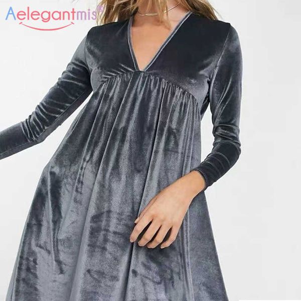 aelegantmis vintage velvet dress women v neck korean loose mini long sleeve soft solid cozy a line vestido mujer chic 210607, Black;gray
aelegantmis vintage velvet dress women v neck korean loose mini long sleeve soft solid cozy a line vestido mujer chic 210607, Black;gray