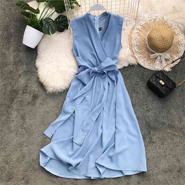 summer korean women's slim v-collar mid-waist chiffon dresses lady sleeveless solid color elegant vestidos f036 210527, Black;gray
summer korean women's slim v-collar mid-waist chiffon dresses lady sleeveless solid color elegant vestidos f036 210527, Black;gray