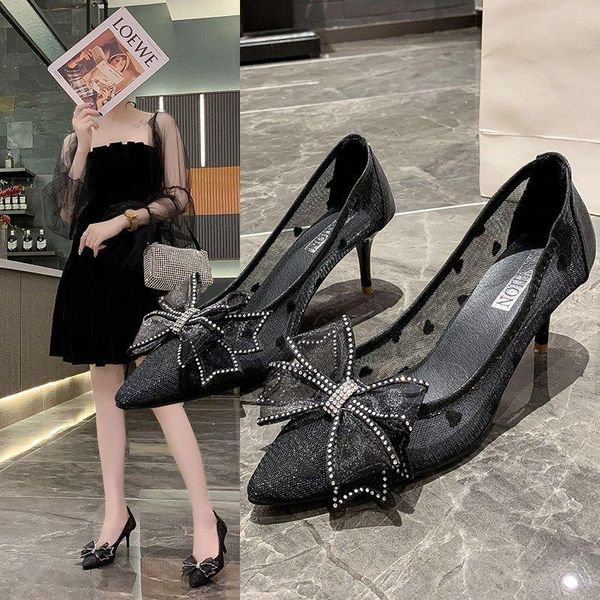 dress shoes pointed shallow mouth single women 2021 summer all-match fairy wind mesh bright diamond bow stiletto high heels x421, Black
dress shoes pointed shallow mouth single women 2021 summer all-match fairy wind mesh bright diamond bow stiletto high heels x421, Black
