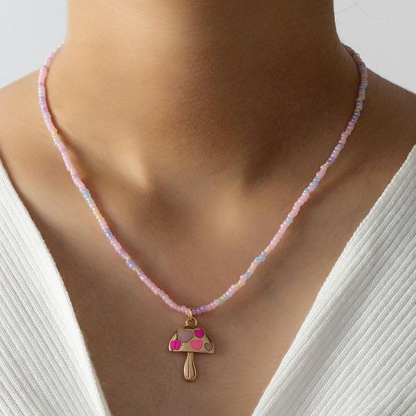 chains multicolor alloy mushroom pendant necklaces bohemian women's pink bead boho fashion ladies jewelry gift handmade chain necklace, Silver
chains multicolor alloy mushroom pendant necklaces bohemian women's pink bead boho fashion ladies jewelry gift handmade chain necklace, Silver