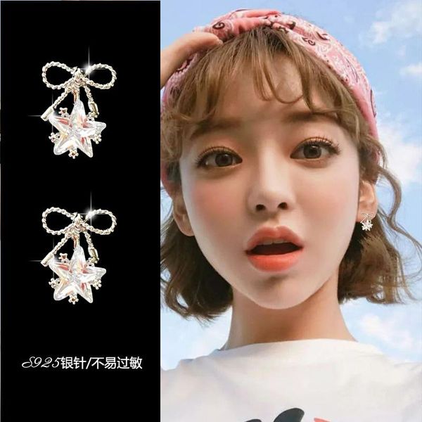 stud fashion 925 sterling silver crystal bowknot earrings jewelry pendientes brincos drop, Golden;silver 
stud fashion 925 sterling silver crystal bowknot earrings jewelry pendientes brincos drop, Golden;silver