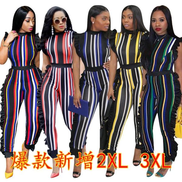 women's pants & capris sleeveless five-color vertical stripes jumpsuit with wooden ears straight tribute fabric tight feet, Black;white
women's pants & capris sleeveless five-color vertical stripes jumpsuit with wooden ears straight tribute fabric tight feet, Black;white