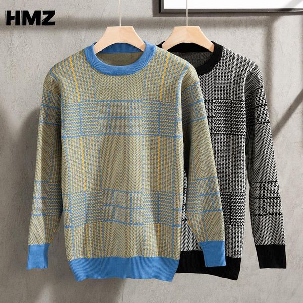 men's sweaters hmz korean fashion pullover loose men pattern crew neck plaid clothing casual shirt, White;black
men's sweaters hmz korean fashion pullover loose men pattern crew neck plaid clothing casual shirt, White;black