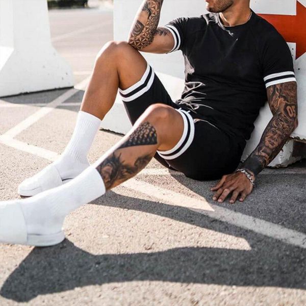running sets 2021 summer men's t-shirt set 2-piece sportswear basketball sports fitness printed short sleeve + suit, Black;blue
running sets 2021 summer men's t-shirt set 2-piece sportswear basketball sports fitness printed short sleeve + suit, Black;blue