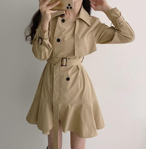 women's trench coats fashion 2021 ladies long sleeve slim fit coat korean style belted fall overcoat st172, Tan;black
women's trench coats fashion 2021 ladies long sleeve slim fit coat korean style belted fall overcoat st172, Tan;black